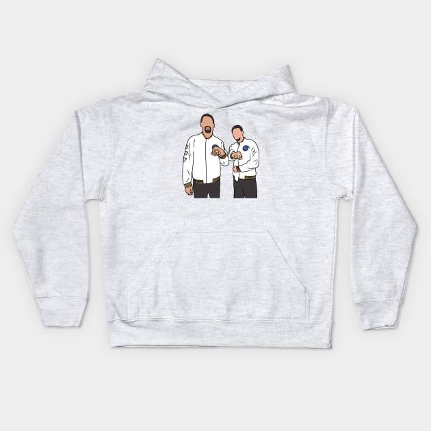 Klay Thompson, Steph Curry, and Their Rings Kids Hoodie by rattraptees